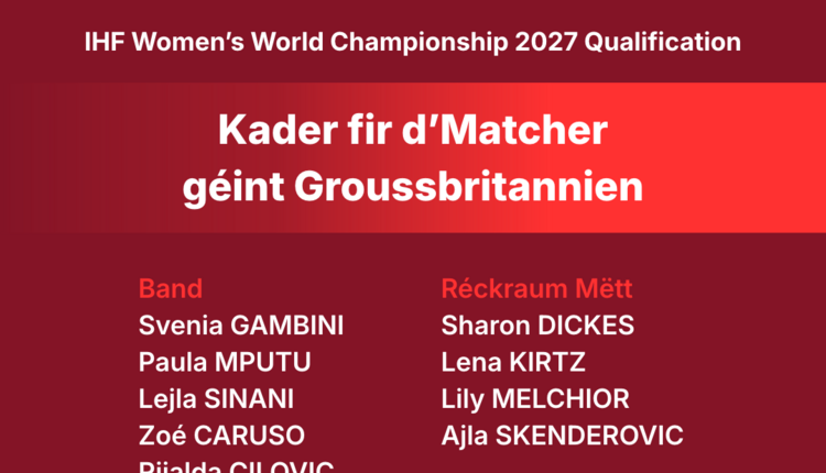 🇱🇺 Fraen-Nationalekipp : D'Nina Kamto annoncéiert de Kader fir d’Qualifikatiounsmatcher géint Groussbritannien 🇬🇧