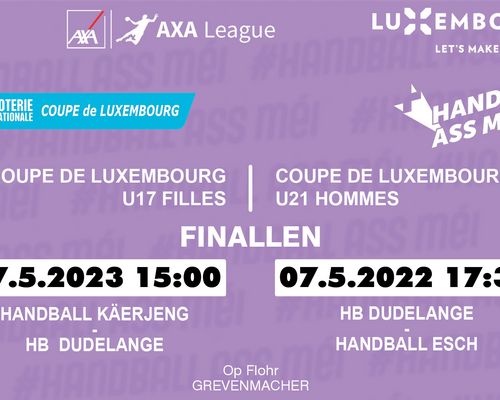 Finalle Coupe de Luxembourg U17 (F) & U21 (H) muer 7. Mee op Flohr zu Gréiwemaacher