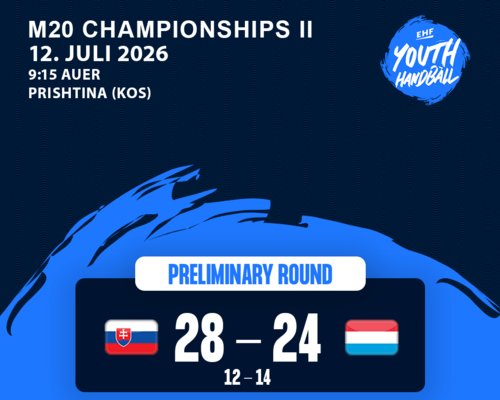Men's 20 EHF Championship II 2026 am Kosovo : Slowakei 🇸🇰 - 🇱🇺 Lëtzebuerg 28 - 24 (12 - 14)