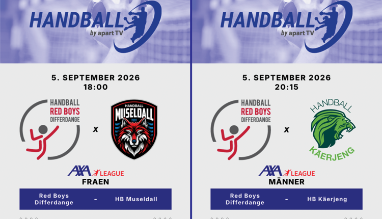 📺 Handball live mat 2 Matcher um 1. Spilldag an der AXA League