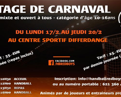Handballcamp zu Déifferdeng vum 17.-20. Februar