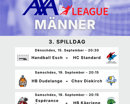 D’AXA League geet weider mam 3. Spilldag bei de Männer! 💪 🤩