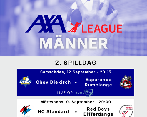 D’AXA League geet weider mam 2. Spilldag bei de Männer 💪 🤩