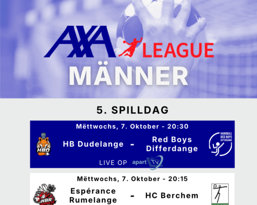D’AXA League geet weider mam 5. Spilldag bei de Männer! 💪 🤩