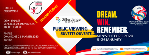 Den Handball Red Boys invitéiert op e Public Viewing um groussen Ecran