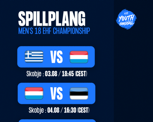 Men's 18 EHF Championship I 2026 a 🇲🇰 Nord-Mazedonien : Spillplang