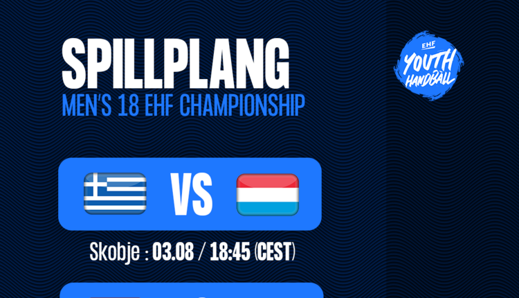 Men's 18 EHF Championship I 2026 a 🇲🇰 Nord-Mazedonien : Spillplang